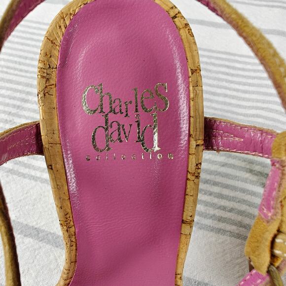 Charles David Vintage Beige Leather Cork Heels Women’s 7.5B Made in Spain - Picture 8 of 11